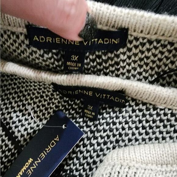 ADRIENNE‎ VITTADINI window pane plaid Jacquard fringed Cardigan plus size 3X new - Picture 7 of 7